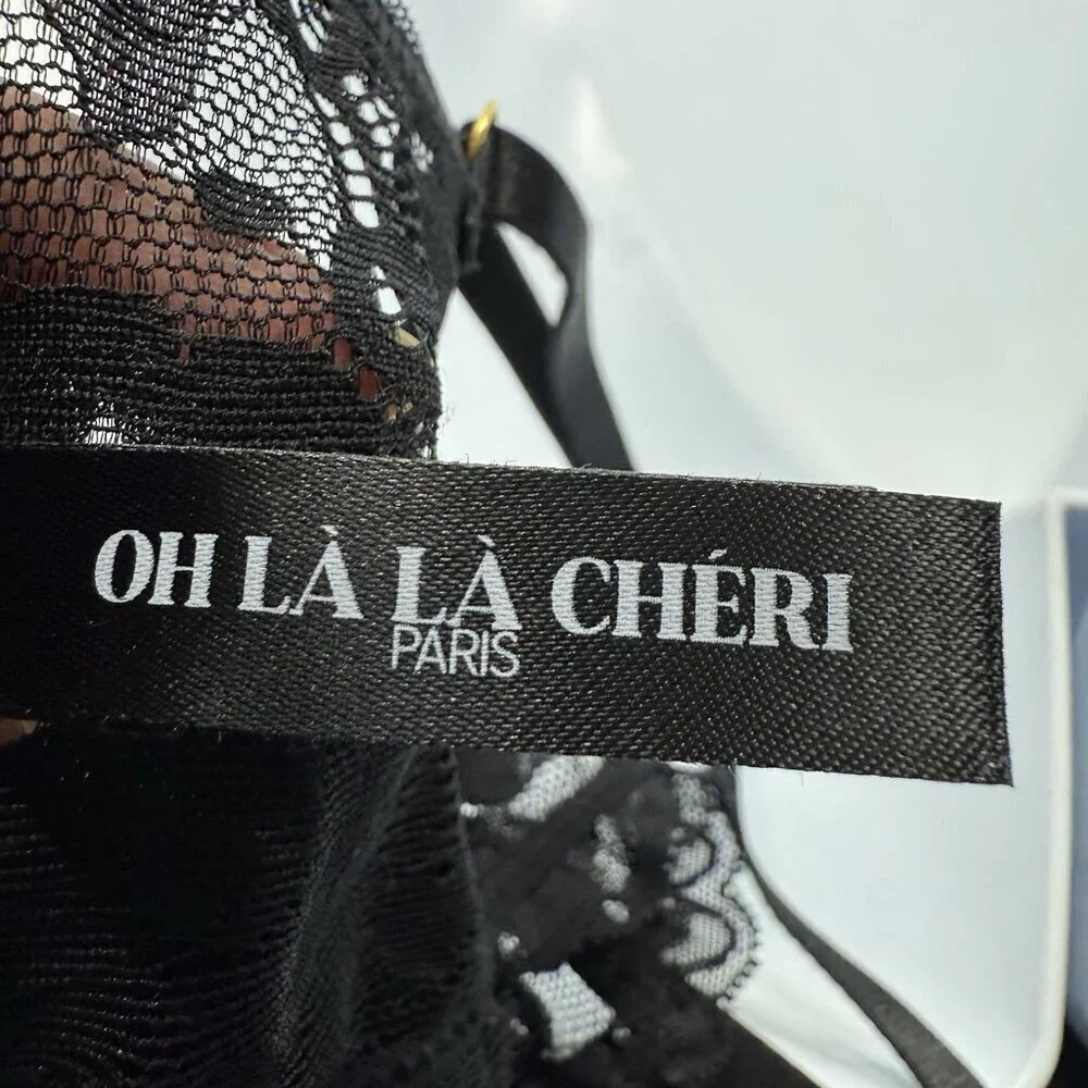 Oh La La Cheri Women's Black Adjustable Stretch Floral Lace Lingerie Size Small